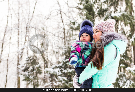 To use this stock image in your creative project, please select the size you need over to the right and click the "Add to Cart" button.
Your downloaded image will come with the Cutcaster watermark removed so don’t worry about the watermark you see on this page. happy family mother and child baby daughter on a winter walk in the woods stock photo, happy family mother and child baby daughter on a winter walk in the woods by Satura86