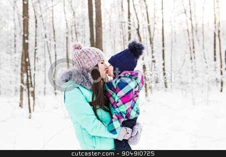 To use this stock image in your creative project, please select the size you need over to the right and click the "Add to Cart" button.
Your downloaded image will come with the Cutcaster watermark removed so don’t worry about the watermark you see on this page. happy family mother and child baby daughter on a winter walk in the woods stock photo, happy family mother and child baby daughter on a winter walk in the woods by Satura86