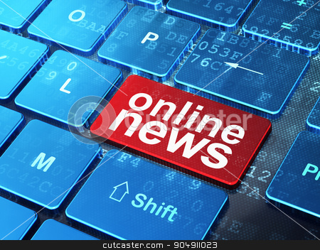 To use this stock image in your creative project, please select the size you need over to the right and click the "Add to Cart" button.
Your downloaded image will come with the Cutcaster watermark removed so don’t worry about the watermark you see on this page. News concept: Online News on computer keyboard background stock photo, News concept: computer keyboard with word Online News on enter button background, 3d render by mkabakov