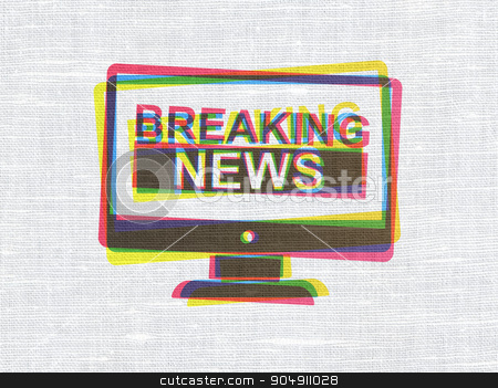 To use this stock image in your creative project, please select the size you need over to the right and click the "Add to Cart" button.
Your downloaded image will come with the Cutcaster watermark removed so don’t worry about the watermark you see on this page. News concept: Breaking News On Screen on fabric texture background stock photo, News concept: CMYK Breaking News On Screen on linen fabric texture background by mkabakov