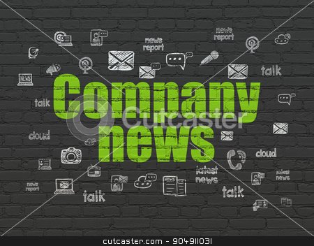 To use this stock image in your creative project, please select the size you need over to the right and click the "Add to Cart" button.
Your downloaded image will come with the Cutcaster watermark removed so don’t worry about the watermark you see on this page. News concept: Company News on wall background stock photo, News concept: Painted green text Company News on Black Brick wall background with Hand Drawn News Icons by mkabakov