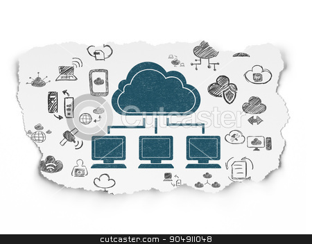 To use this stock image in your creative project, please select the size you need over to the right and click the "Add to Cart" button.
Your downloaded image will come with the Cutcaster watermark removed so don’t worry about the watermark you see on this page. Cloud technology concept: Cloud Network on Torn Paper background stock photo, Cloud technology concept: Painted blue Cloud Network icon on Torn Paper background with Hand Drawn Cloud Technology Icons by mkabakov