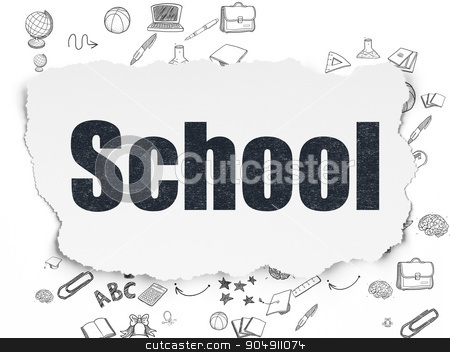 To use this stock image in your creative project, please select the size you need over to the right and click the "Add to Cart" button.
Your downloaded image will come with the Cutcaster watermark removed so don’t worry about the watermark you see on this page. Learning concept: School on Torn Paper background stock photo, Learning concept: Painted black text School on Torn Paper background with Scheme Of Hand Drawn Education Icons by mkabakov