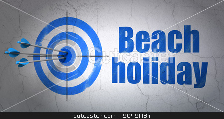To use this stock image in your creative project, please select the size you need over to the right and click the "Add to Cart" button.
Your downloaded image will come with the Cutcaster watermark removed so don’t worry about the watermark you see on this page. Vacation concept: target and Beach Holiday on wall background stock photo, Success vacation concept: arrows hitting the center of target, Blue Beach Holiday on wall background by mkabakov