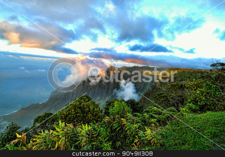 To use this stock image in your creative project, please select the size you need over to the right and click the "Add to Cart" button.
Your downloaded image will come with the Cutcaster watermark removed so don’t worry about the watermark you see on this page. Dreamy Kauai stock photo, Dreamy Kauai vista views. by WScott
