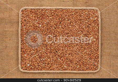 To use this stock image in your creative project, please select the size you need over to the right and click the "Add to Cart" button.
Your downloaded image will come with the Cutcaster watermark removed so don’t worry about the watermark you see on this page. Frame made of rope with buckwheat grains on sackcloth stock photo, Frame made of rope with buckwheat grains on sackcloth, as background, texture by alekleks