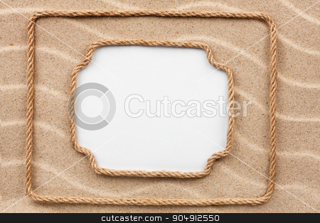 To use this stock image in your creative project, please select the size you need over to the right and click the "Add to Cart" button.
Your downloaded image will come with the Cutcaster watermark removed so don’t worry about the watermark you see on this page. Two frame made of rope lying on the sand with a white background stock photo, Two frame made of rope lying on the sand with a white background, for your text, pictures, photos by alekleks