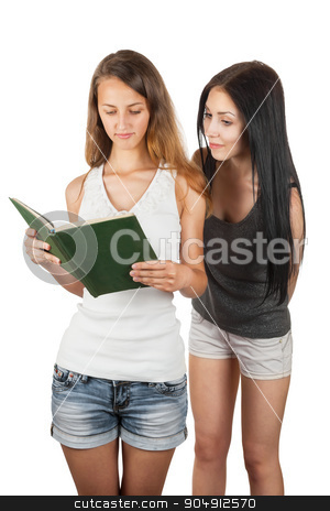 To use this stock image in your creative project, please select the size you need over to the right and click the "Add to Cart" button.
Your downloaded image will come with the Cutcaster watermark removed so don’t worry about the watermark you see on this page. Girl spying on girlfriend reading a book stock photo, Girl spying on girlfriend reading a book, isolated on white background by alekleks