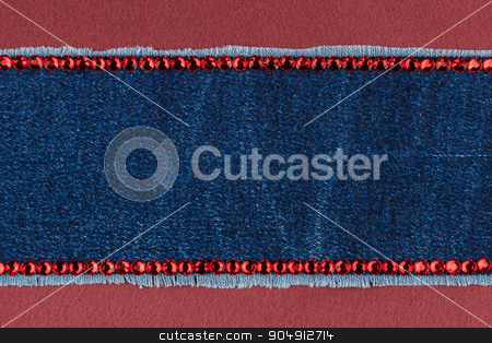To use this stock image in your creative project, please select the size you need over to the right and click the "Add to Cart" button.
Your downloaded image will come with the Cutcaster watermark removed so don’t worry about the watermark you see on this page. Fashionable texture, jeans and red rhinestones on a red silk stock photo, Fashionable texture, jeans and red rhinestones on a red silk, with space for your text by alekleks