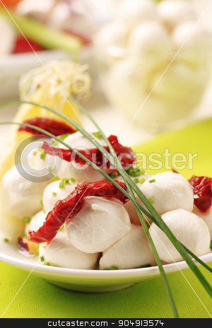 To use this stock image in your creative project, please select the size you need over to the right and click the "Add to Cart" button.
Your downloaded image will come with the Cutcaster watermark removed so don’t worry about the watermark you see on this page. Mozzarella cheese stock photo, Mozzarella cheese balls and sun dried tomato by Digifoodstock