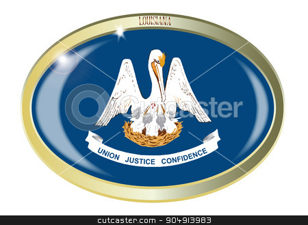 To use this stock image in your creative project, please select the size you need over to the right and click the "Add to Cart" button.
Your downloaded image will come with the Cutcaster watermark removed so don’t worry about the watermark you see on this page. Louisiana State Flag Oval Button stock vector clipart, Oval metal button with the Louisiana flag isolated on a white background by Kotto