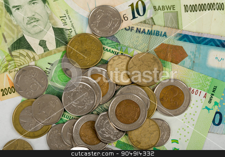 To use this stock image in your creative project, please select the size you need over to the right and click the "Add to Cart" button.
Your downloaded image will come with the Cutcaster watermark removed so don’t worry about the watermark you see on this page. South african countries banknotes stock photo, South african countries banknotes and coins for background. Botswana pula, Namibian dollar, South Africa rand and Zimbabwe dollars. by Artush