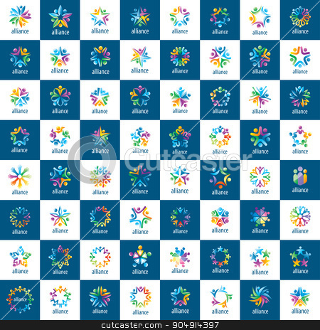 To use this stock image in your creative project, please select the size you need over to the right and click the "Add to Cart" button.
Your downloaded image will come with the Cutcaster watermark removed so don’t worry about the watermark you see on this page. set of logos union people stock vector clipart, set of abstract vector logos union of people in the form of stars by Aleksey Butenkov