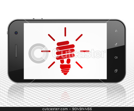 To use this stock image in your creative project, please select the size you need over to the right and click the "Add to Cart" button.
Your downloaded image will come with the Cutcaster watermark removed so don’t worry about the watermark you see on this page. Business concept: Smartphone with Energy Saving Lamp on display stock photo, Business concept: Smartphone with red Energy Saving Lamp icon on display by mkabakov
