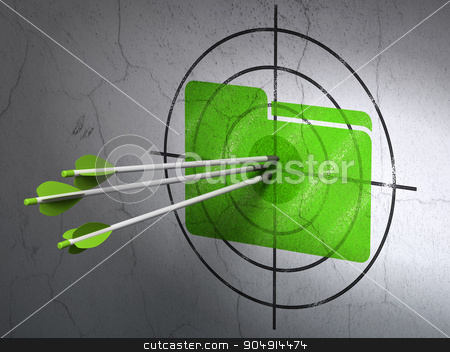 To use this stock image in your creative project, please select the size you need over to the right and click the "Add to Cart" button.
Your downloaded image will come with the Cutcaster watermark removed so don’t worry about the watermark you see on this page. Finance concept: arrows in Folder target on wall background stock photo, Success finance concept: arrows hitting the center of Green Folder target on wall background by mkabakov
