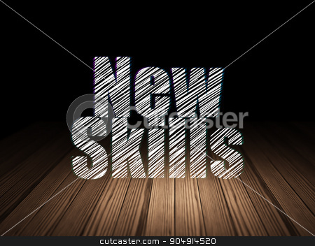 To use this stock image in your creative project, please select the size you need over to the right and click the "Add to Cart" button.
Your downloaded image will come with the Cutcaster watermark removed so don’t worry about the watermark you see on this page. Education concept: New Skills in grunge dark room stock photo, Education concept: Glowing text New Skills in grunge dark room with Wooden Floor, black background by mkabakov