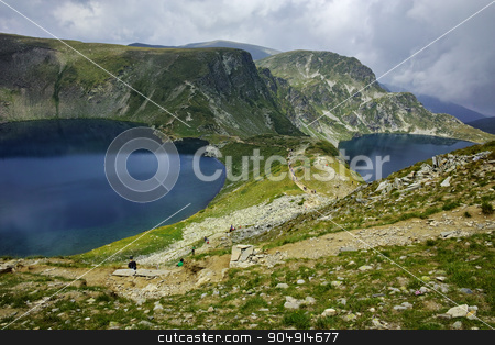 To use this stock image in your creative project, please select the size you need over to the right and click the "Add to Cart" button.
Your downloaded image will come with the Cutcaster watermark removed so don’t worry about the watermark you see on this page. Amazing landscape of The Kidney and The Eye lakes stock photo, Amazing landscape of The Kidney and The Eye lakes, The Seven Rila Lakes, Bulgaria by Stoyan Haytov