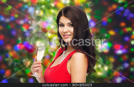 To use this stock image in your creative project, please select the size you need over to the right and click the "Add to Cart" button.
Your downloaded image will come with the Cutcaster watermark removed so don’t worry about the watermark you see on this page. beautiful sexy woman with champagne glass stock photo, people, holidays, christmas and celebration concept - beautiful sexy woman in red dress with champagne glass over party lights background by Syda Productions