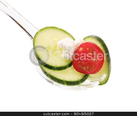 To use this stock image in your creative project, please select the size you need over to the right and click the "Add to Cart" button.
Your downloaded image will come with the Cutcaster watermark removed so don’t worry about the watermark you see on this page. Cucumber and cheese stock photo, Slices of cucumber and cheese on a salad spoon by Digifoodstock