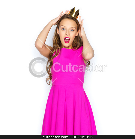 To use this stock image in your creative project, please select the size you need over to the right and click the "Add to Cart" button.
Your downloaded image will come with the Cutcaster watermark removed so don’t worry about the watermark you see on this page. happy young woman or teen girl in pink dress stock photo, people, holidays and fashion concept - happy young woman or teen girl in pink dress and princess crown by Syda Productions