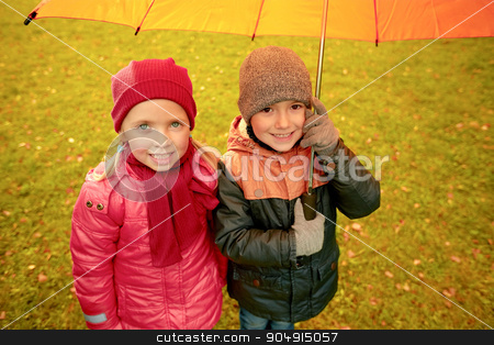 To use this stock image in your creative project, please select the size you need over to the right and click the "Add to Cart" button.
Your downloaded image will come with the Cutcaster watermark removed so don’t worry about the watermark you see on this page. happy boy and girl with umbrella in autumn park stock photo, childhood, friendship, season, weather and people concept - happy little boy and girl with umbrella in autumn park by Syda Productions