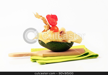 To use this stock image in your creative project, please select the size you need over to the right and click the "Add to Cart" button.
Your downloaded image will come with the Cutcaster watermark removed so don’t worry about the watermark you see on this page. Avocado with Swiss cheese stock photo, Avocado fruit and slices of Swiss cheese by Digifoodstock