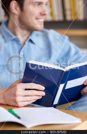 To use this stock image in your creative project, please select the size you need over to the right and click the "Add to Cart" button.
Your downloaded image will come with the Cutcaster watermark removed so don’t worry about the watermark you see on this page. close up of student reading book at school stock photo, people, knowledge, education and school concept - close up of student reading book at school library by Syda Productions