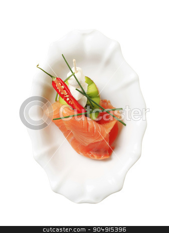 To use this stock image in your creative project, please select the size you need over to the right and click the "Add to Cart" button.
Your downloaded image will come with the Cutcaster watermark removed so don’t worry about the watermark you see on this page. Appetizer stock photo, Slice of smoked salmon, baby mozzarella and kiwi by Digifoodstock