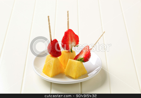 To use this stock image in your creative project, please select the size you need over to the right and click the "Add to Cart" button.
Your downloaded image will come with the Cutcaster watermark removed so don’t worry about the watermark you see on this page. Fresh pineapple and strawberries stock photo, Fresh pineapple and strawberries on cocktail sticks by Digifoodstock