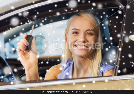 To use this stock image in your creative project, please select the size you need over to the right and click the "Add to Cart" button.
Your downloaded image will come with the Cutcaster watermark removed so don’t worry about the watermark you see on this page. happy woman getting car key in auto show or salon stock photo, auto business, car sale, consumerism and people concept - happy woman taking car key from dealer in auto show or salon over snow effect by Syda Productions