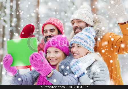 To use this stock image in your creative project, please select the size you need over to the right and click the "Add to Cart" button.
Your downloaded image will come with the Cutcaster watermark removed so don’t worry about the watermark you see on this page. smiling friends with tablet pc in winter forest stock photo, technology, season, friendship and people concept - group of smiling men and women taking selfie tablet pc computer in winter forest by Syda Productions