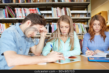 To use this stock image in your creative project, please select the size you need over to the right and click the "Add to Cart" button.
Your downloaded image will come with the Cutcaster watermark removed so don’t worry about the watermark you see on this page. happy students with tablet pc in library stock photo, people, education, technology and school concept - happy students with tablet pc computer networking in library by Syda Productions