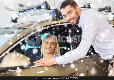 To use this stock image in your creative project, please select the size you need over to the right and click the "Add to Cart" button.
Your downloaded image will come with the Cutcaster watermark removed so don’t worry about the watermark you see on this page. happy couple buying car in auto show or salon stock photo, auto business, car sale, consumerism and people concept - happy couple buying car in auto show or salon over snow effect by Syda Productions