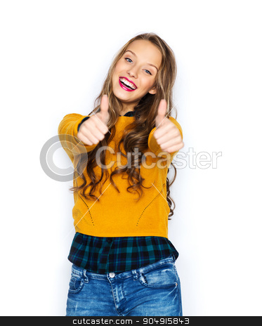 To use this stock image in your creative project, please select the size you need over to the right and click the "Add to Cart" button.
Your downloaded image will come with the Cutcaster watermark removed so don’t worry about the watermark you see on this page. happy young woman or teen girl showing thumbs up stock photo, people, gesture, style and fashion concept - happy young woman or teen girl in casual clothes showing thumbs up by Syda Productions