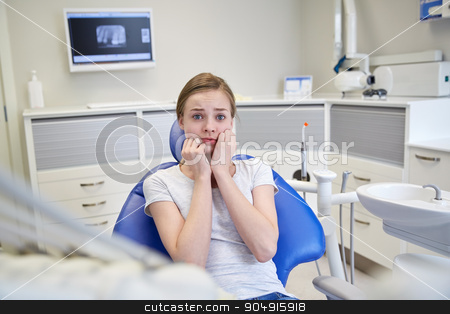 To use this stock image in your creative project, please select the size you need over to the right and click the "Add to Cart" button.
Your downloaded image will come with the Cutcaster watermark removed so don’t worry about the watermark you see on this page. scared and terrified patient girl at dental clinic stock photo, people, medicine, stomatology and phobia concept - scared and terrified patient girl at dental clinic office by Syda Productions