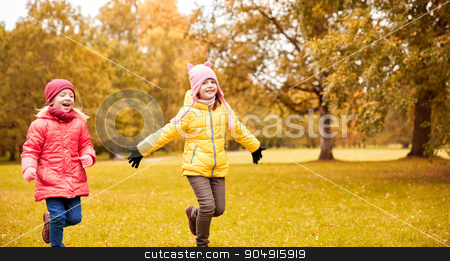 To use this stock image in your creative project, please select the size you need over to the right and click the "Add to Cart" button.
Your downloaded image will come with the Cutcaster watermark removed so don’t worry about the watermark you see on this page. group of happy little girls running outdoors stock photo, autumn, childhood, leisure and people concept - happy little girls playing tag game and running in park outdoors by Syda Productions