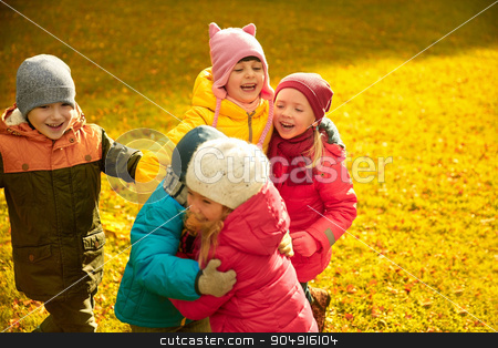 To use this stock image in your creative project, please select the size you need over to the right and click the "Add to Cart" button.
Your downloaded image will come with the Cutcaster watermark removed so don’t worry about the watermark you see on this page. group of happy children hugging in autumn park stock photo, childhood, leisure, friendship and people concept - group of happy kids hugging in autumn park by Syda Productions