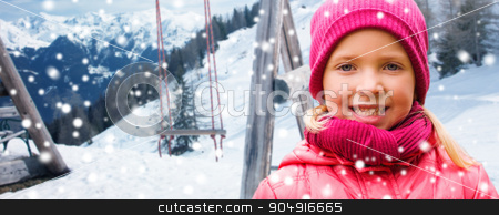To use this stock image in your creative project, please select the size you need over to the right and click the "Add to Cart" button.
Your downloaded image will come with the Cutcaster watermark removed so don’t worry about the watermark you see on this page. happy beautiful little girl over winter background stock photo, childhood, winter holidays, vacation and people concept - happy beautiful little girl portrait over swing and snowy mountains background by Syda Productions
