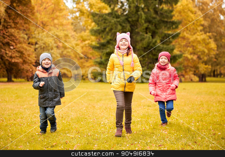 To use this stock image in your creative project, please select the size you need over to the right and click the "Add to Cart" button.
Your downloaded image will come with the Cutcaster watermark removed so don’t worry about the watermark you see on this page. group of happy little kids running outdoors stock photo, autumn, childhood, leisure and people concept - group of happy little kids playing tag game and running in park outdoors by Syda Productions