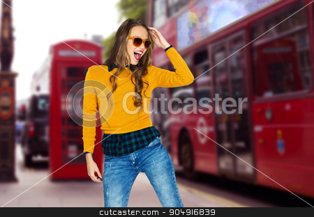 To use this stock image in your creative project, please select the size you need over to the right and click the "Add to Cart" button.
Your downloaded image will come with the Cutcaster watermark removed so don’t worry about the watermark you see on this page. happy young woman or teen over london city street stock photo, people, travel, tourism, style and fashion concept - happy young woman or teen girl in casual clothes and sunglasses having fun over london city street background by Syda Productions