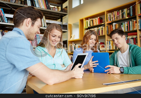 To use this stock image in your creative project, please select the size you need over to the right and click the "Add to Cart" button.
Your downloaded image will come with the Cutcaster watermark removed so don’t worry about the watermark you see on this page. happy students with tablet pc in library stock photo, people, education, technology and school concept - happy students with tablet pc computer networking in library by Syda Productions