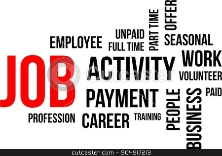 To use this stock image in your creative project, please select the size you need over to the right and click the "Add to Cart" button.
Your downloaded image will come with the Cutcaster watermark removed so don’t worry about the watermark you see on this page. word cloud - job stock vector clipart, A word cloud of job related items by Amir Zukanovic