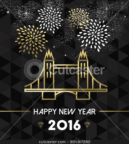 To use this stock image in your creative project, please select the size you need over to the right and click the "Add to Cart" button.
Your downloaded image will come with the Cutcaster watermark removed so don’t worry about the watermark you see on this page. New Year 2016 london uk tower bridge travel gold stock vector clipart, Happy New Year 2016 London greeting card with England landmark tower bridge in gold outline style. EPS10 vector. by Cienpies Design
