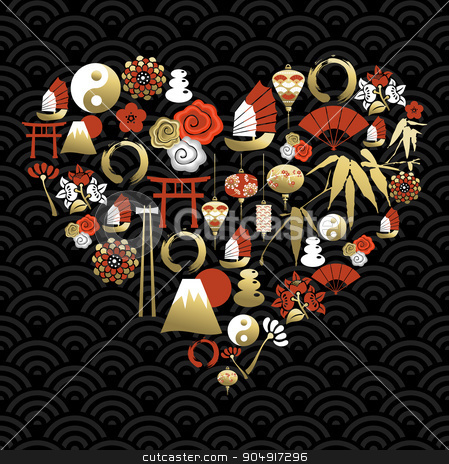 To use this stock image in your creative project, please select the size you need over to the right and click the "Add to Cart" button.
Your downloaded image will come with the Cutcaster watermark removed so don’t worry about the watermark you see on this page. Chinese heart shape love china icon symbol stock vector clipart, Chinese heart shape silhouette, love concept background made with cultural symbols and icons. Ideal for new year festival card. EPS10 vector. by Cienpies Design