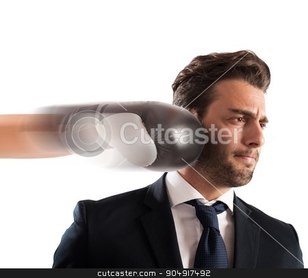 To use this stock image in your creative project, please select the size you need over to the right and click the "Add to Cart" button.
Your downloaded image will come with the Cutcaster watermark removed so don’t worry about the watermark you see on this page. Punched businessman stock photo, Businessman hit by a punch of boxer by Federico Caputo