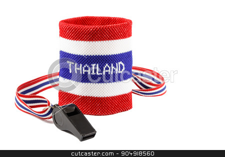 To use this stock image in your creative project, please select the size you need over to the right and click the "Add to Cart" button.
Your downloaded image will come with the Cutcaster watermark removed so don’t worry about the watermark you see on this page. Whistle and wristband stock photo, Whistle and wristband in thai flag pattern (symbol of resistance to thai government) on white background (isolated) and blank area at right side by stockdevil