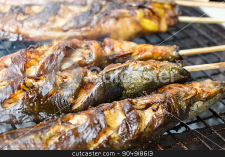 To use this stock image in your creative project, please select the size you need over to the right and click the "Add to Cart" button.
Your downloaded image will come with the Cutcaster watermark removed so don’t worry about the watermark you see on this page. catfishs were roasted on grill stock photo, catfishs were roasted on grill (native food in Thailand) by stockdevil