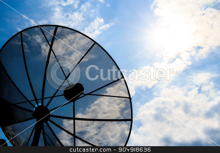 To use this stock image in your creative project, please select the size you need over to the right and click the "Add to Cart" button.
Your downloaded image will come with the Cutcaster watermark removed so don’t worry about the watermark you see on this page. satellite dish and cloudy sky with sunbeam stock photo, satellite dish and cloudy sky with sunbeam in afternoon (Silhouette style) by stockdevil