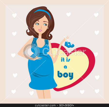 To use this stock image in your creative project, please select the size you need over to the right and click the "Add to Cart" button.
Your downloaded image will come with the Cutcaster watermark removed so don’t worry about the watermark you see on this page. It's A boy! - pregnant woman card stock vector clipart, It's A boy! - pregnant woman card by Jacky Brown
