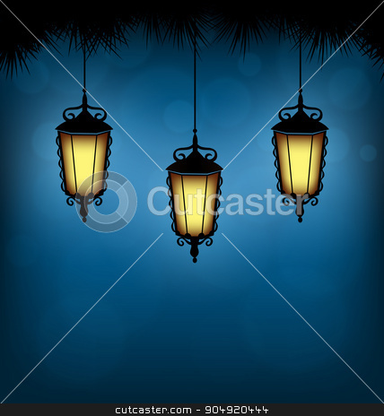 To use this stock image in your creative project, please select the size you need over to the right and click the "Add to Cart" button.
Your downloaded image will come with the Cutcaster watermark removed so don’t worry about the watermark you see on this page. lanterns with pine on blue stock vector clipart, Three illuminated lanterns with pine branches on blue background by Makkuro_GL